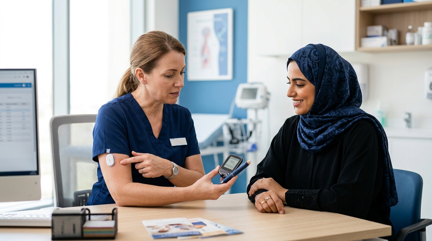 doctor examining diabetic patient at Dr. Sulaiman Al Habib Hospital
